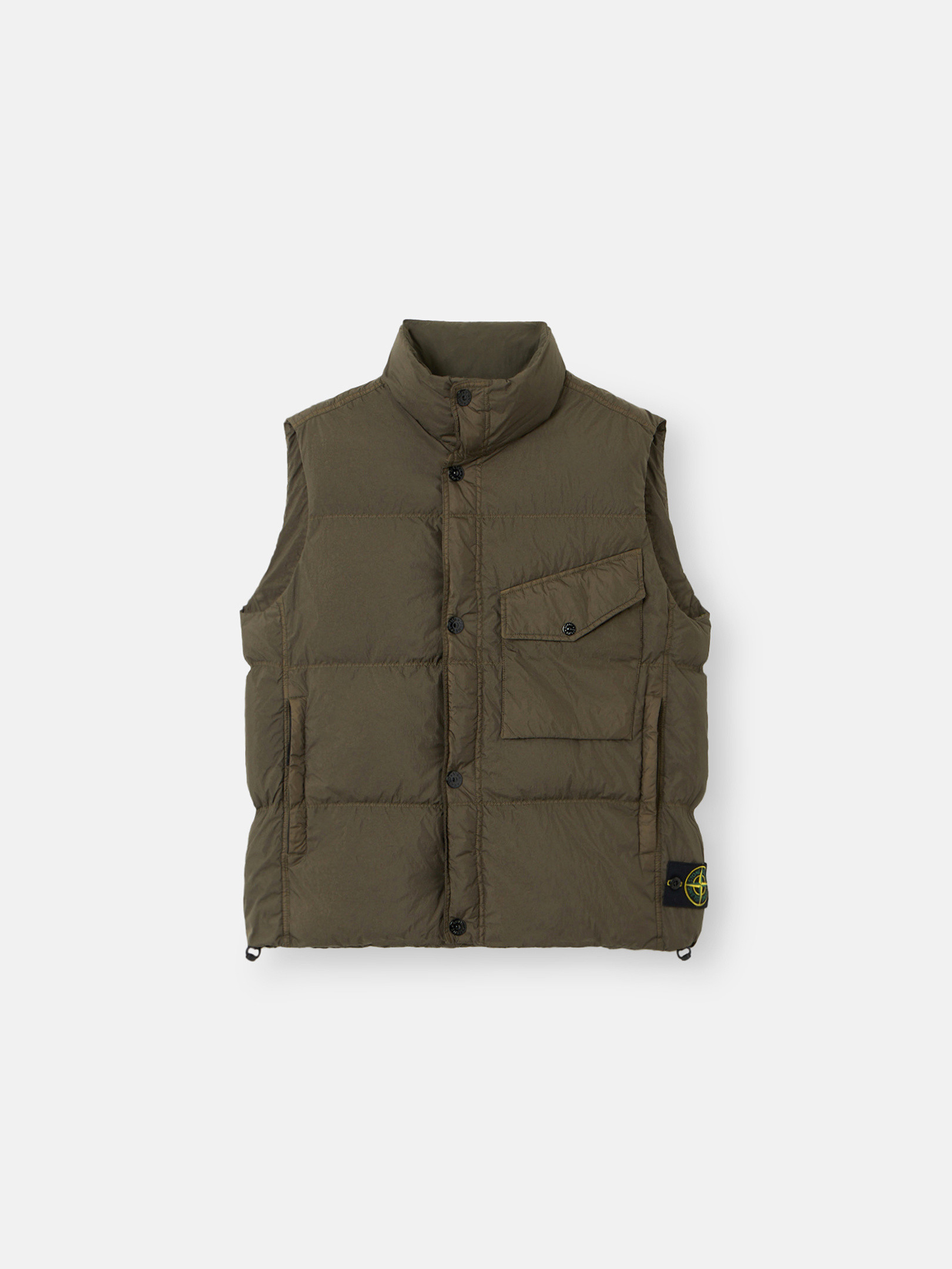 

Пуховый жилет с защитой от ветра и карманами на молнии Stone Island G100003 CRINKLE REPS NY, RECYCLED NYLON, Military Green