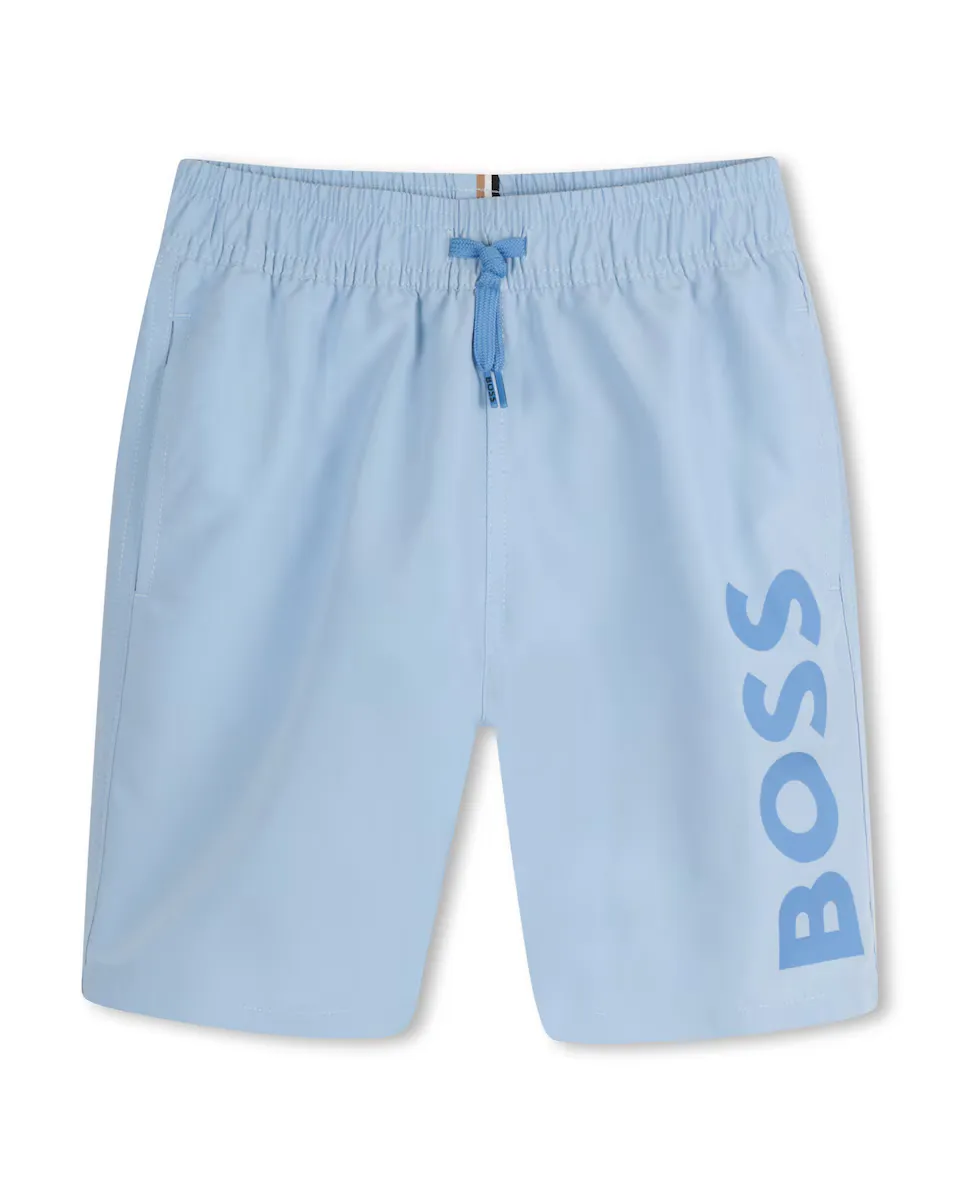 

Купальник для мальчиков с логотипом и кулиской BOSS Kidswear, голубой