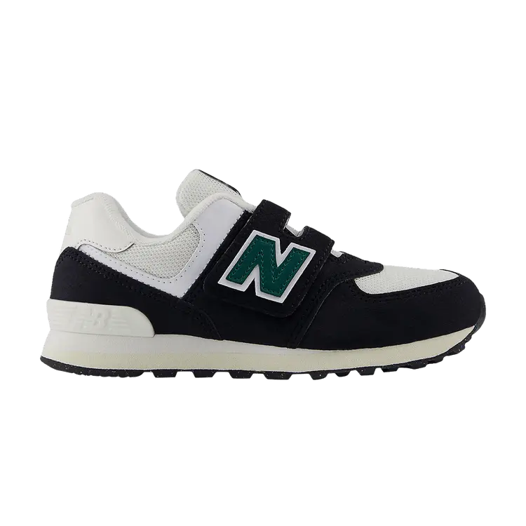 

Кроссовки New Balance 574 Hook & Loop Little Kid Wide Black Marsh Green, черный