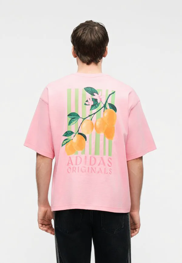 Футболка унисекс с полосатым лимонным принтом Adidas Originals, Light Pink — фото 2