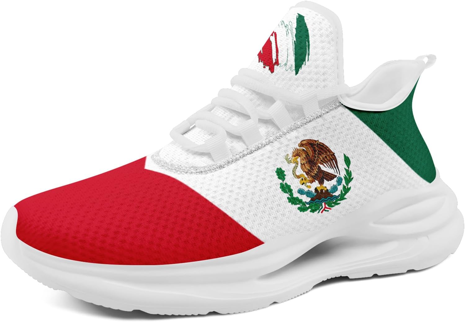 

Кроссовки с флагом Мексики - Дышащие легкие беговые кроссовки с EVA подошвой - Патриотическая обувь для мужчин и женщин Awsole, белый/красный/зеленый