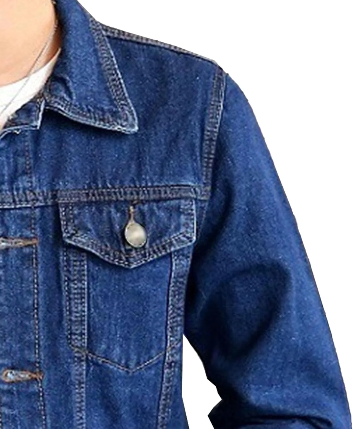 Мужская классическая куртка в стиле Trucker Regular Fit джинсовая Generic, темно-синий — фото 4