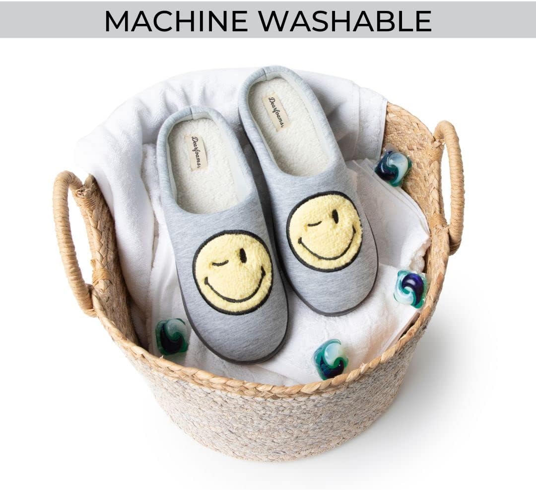Домашние тапочки Dearfoams унисекс с иконкой улыбки в винтажном преппи-стиле, серый — фото 4