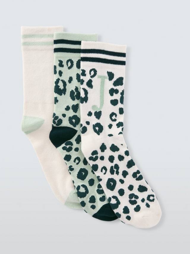 

Носки до щиколотки с принтом звериного алфавита John Lewis, J, Pack of 3, Green