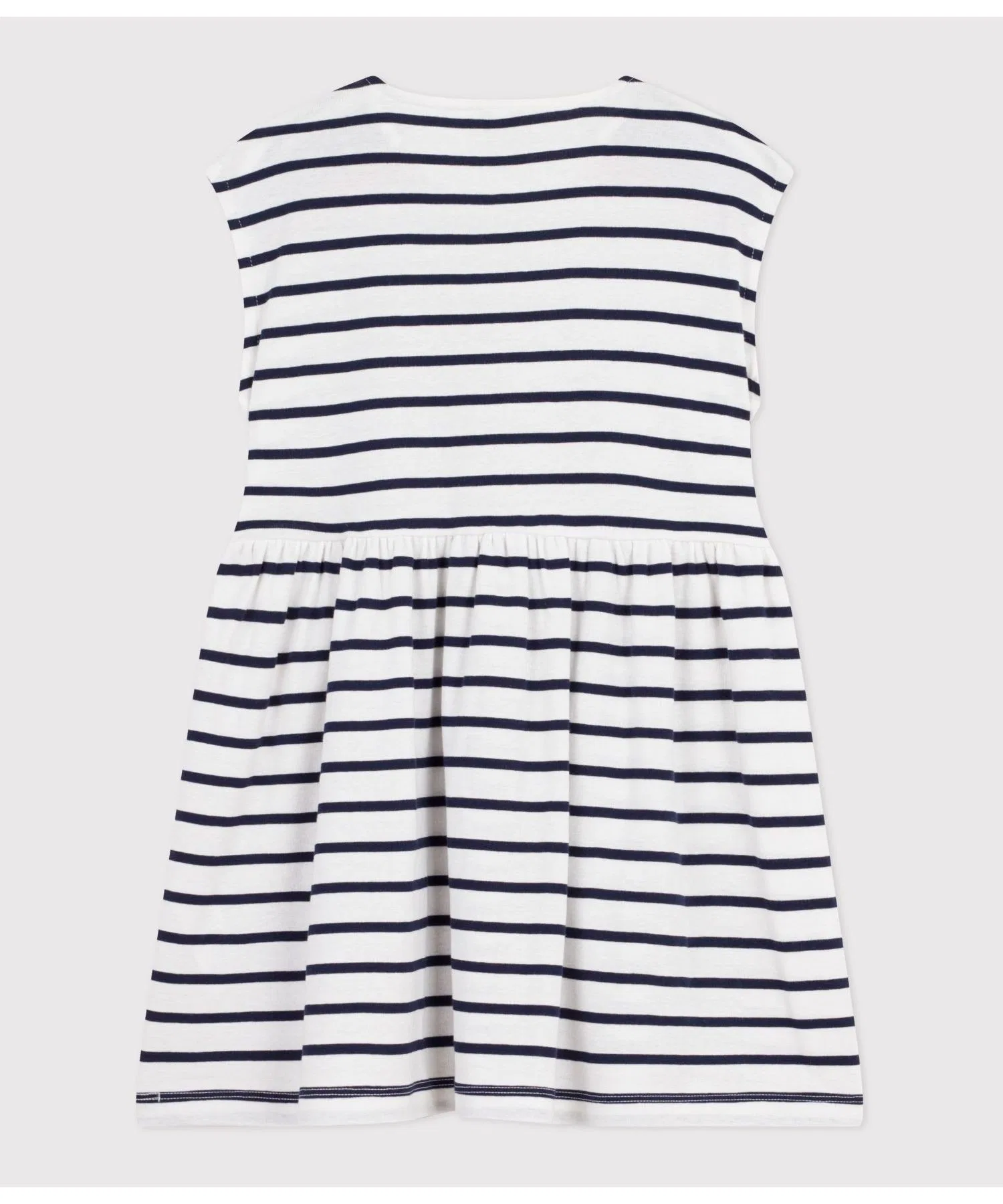 Детское платье-майка в полоску Petit Bateau бело-тёмно-синее — фото 2