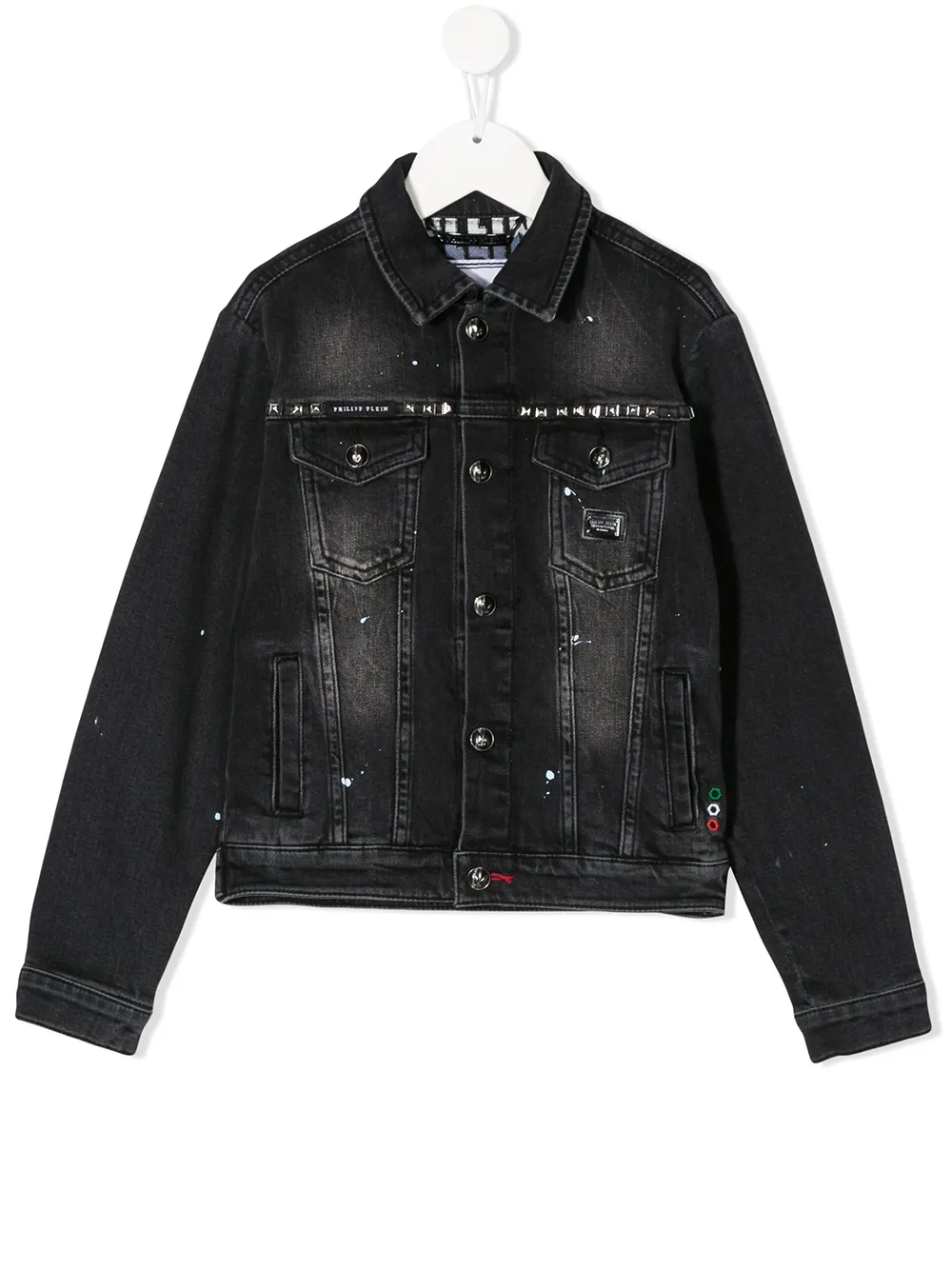 

Джинсовая куртка с принтом Skull Philipp Plein Junior, черный