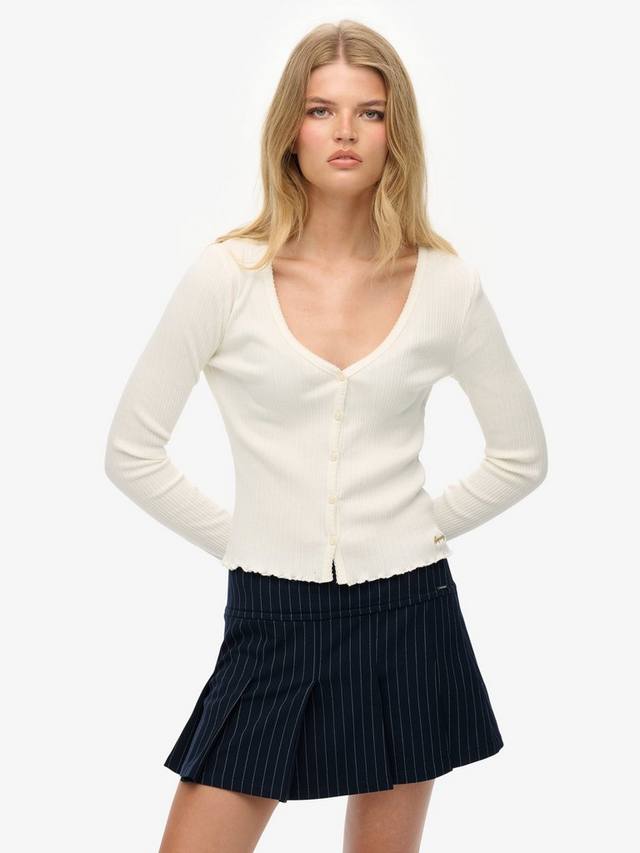 

Элегантный топ с длинными рукавами и пуговицами Superdry, Off White