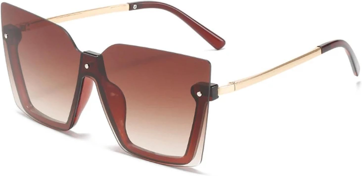 

Винтажные солнцезащитные очки в полуободковой оправе для женщин и мужчин, модные очки в крупной оправе для активного отдыха и вождения, защита от УФ-излучения UV400 TKKTLLT, Brown Gradient Tea