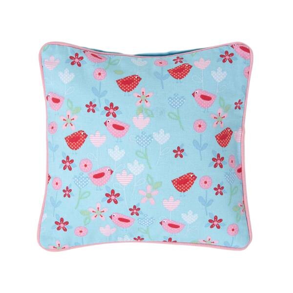 

Наволочка Homescapes mit Blumen- und Vogel-Druck, 30x1x30 см цвет hellblau/rosa/rot