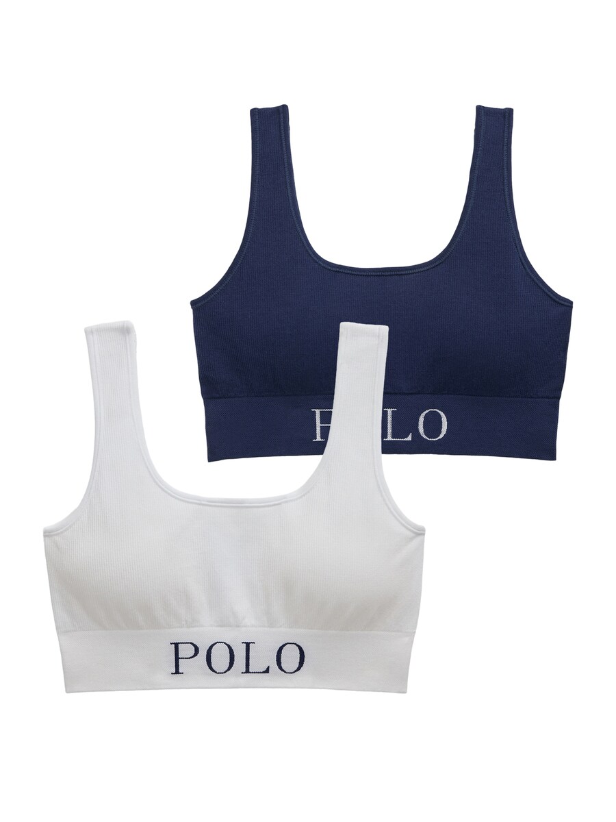 

Бюстгальтер-бралетт Polo Ralph Lauren Ribbed Seamless, цвет Dark blue/Off white