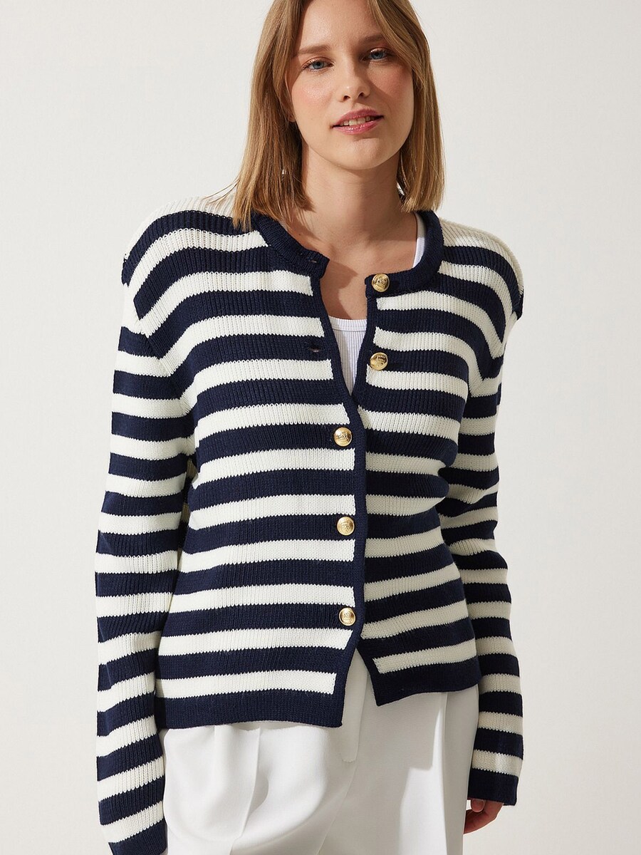 

Вязаный кардиган Happiness İstanbul Knit Cardigan, цвет light beige/marine blue