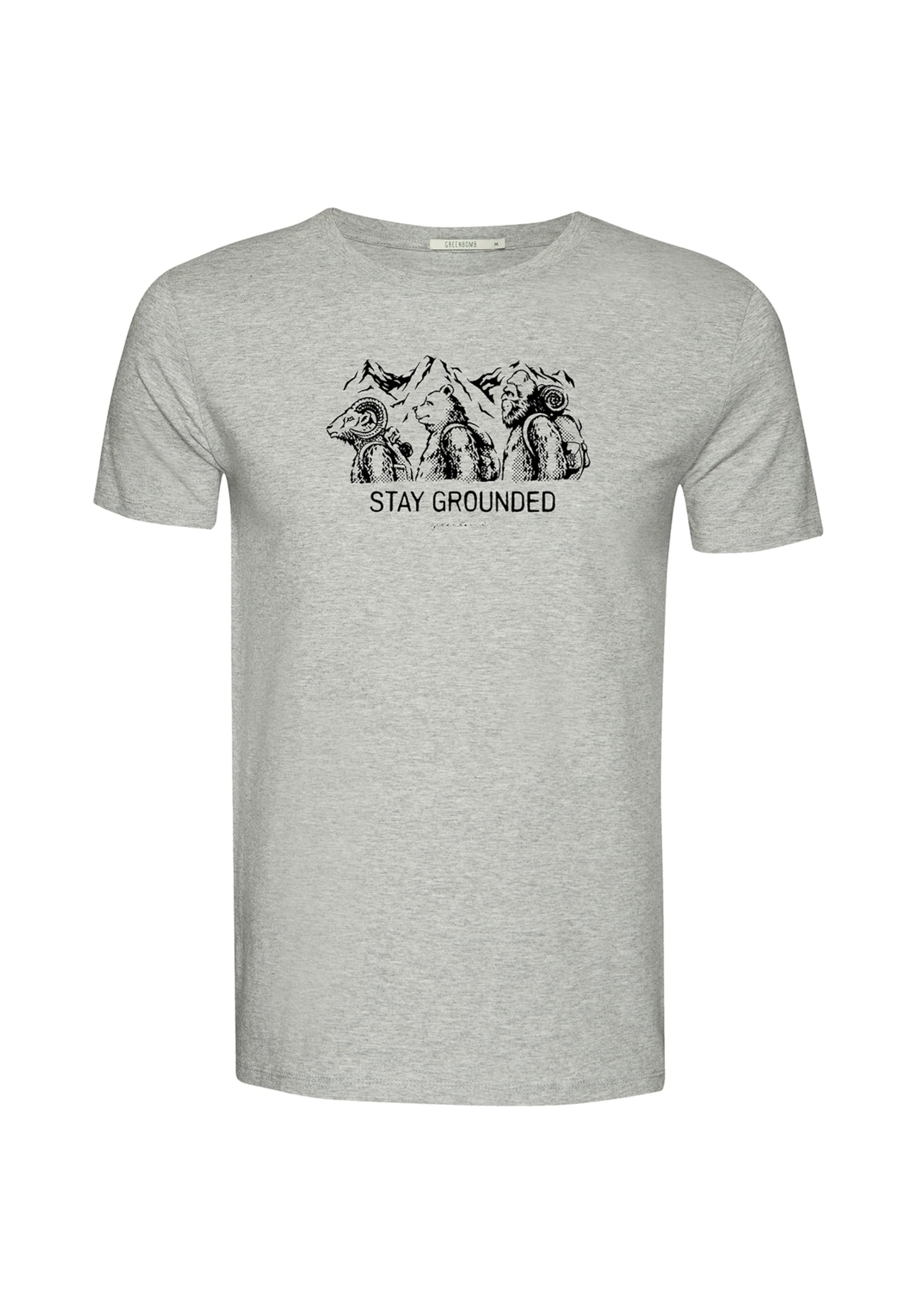 

GREENBOMB Футболка 'Animal Stay Grounded' в темно-сером цвете