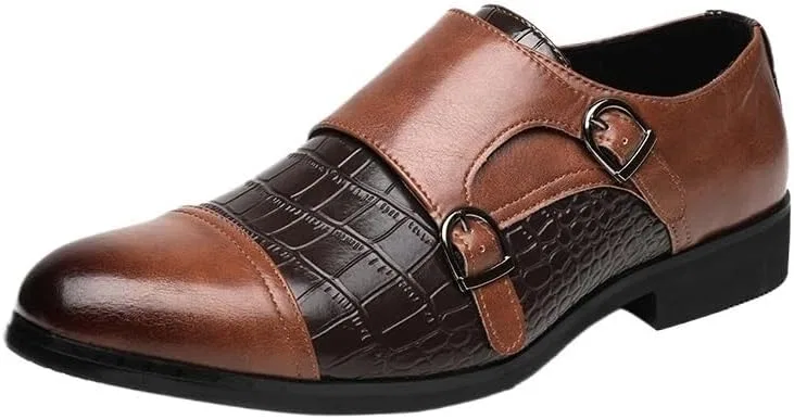 Туфли двухцветные Monk, без бренда, модель Fashion Slip On, коричневый UOPYNE