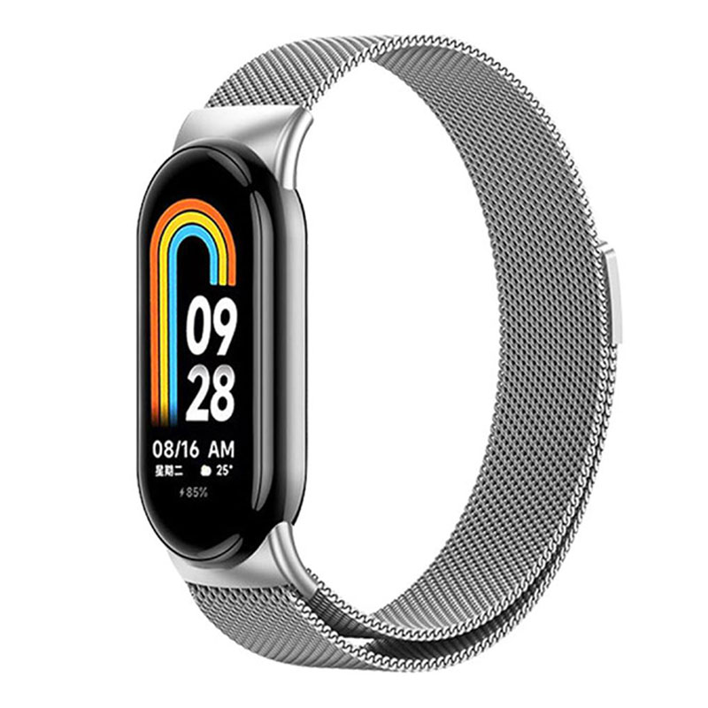 

Ремешок универсальный, совместимость с металлическими деталями 220 мм Biaze, серебро[milanese]xiaomi smart band 9/8/8nfc wristband