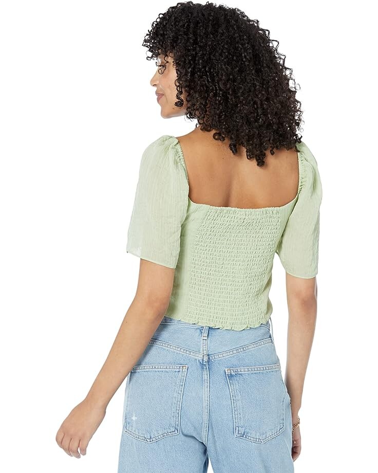 

Топ WAYF Secrets Kept Gathered Flutter Sleeve Top, цвет Seafoam