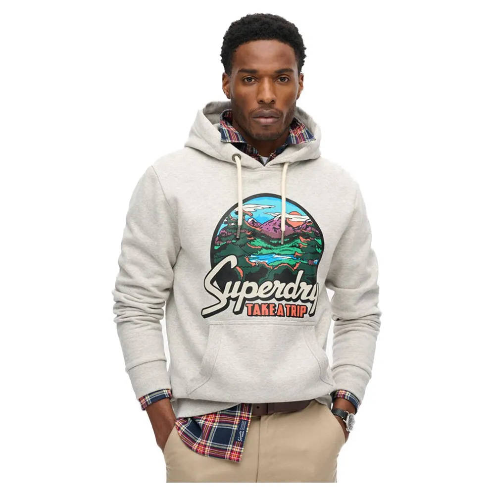 

Худи Superdry Travel Postcard Graphic, серый