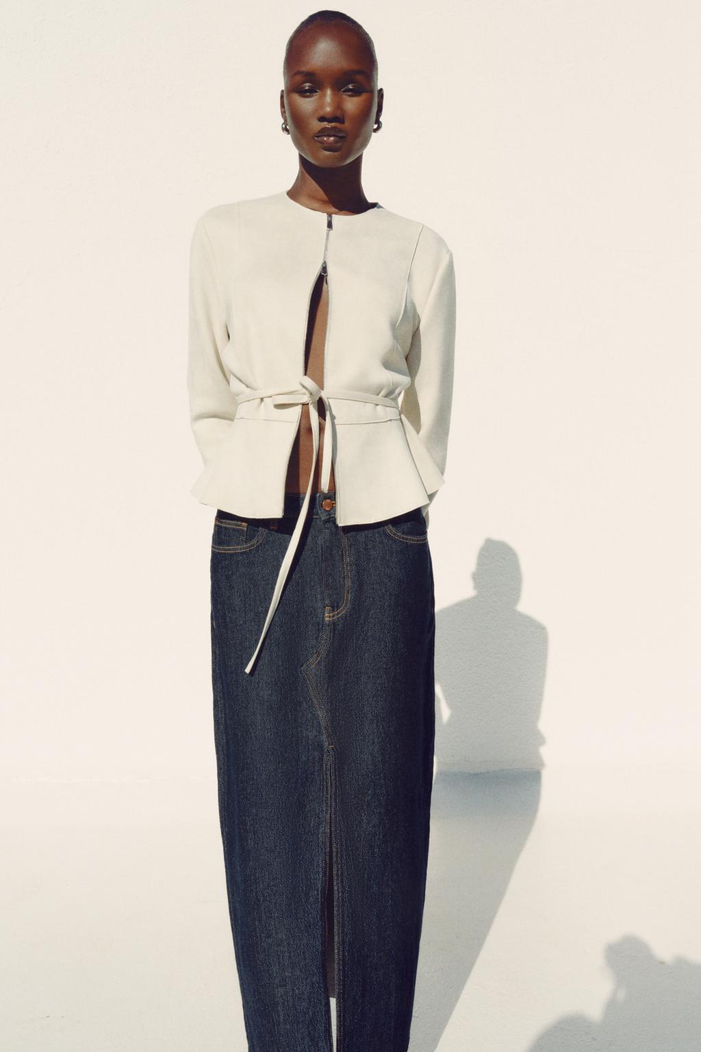 

Куртка из искусственной замши ZARA, экрю