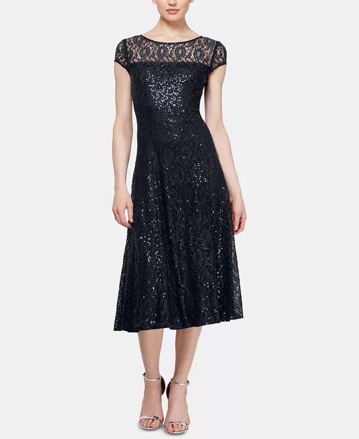 

Платье Sequined Lace Midi Dresses SL Fashions, черный