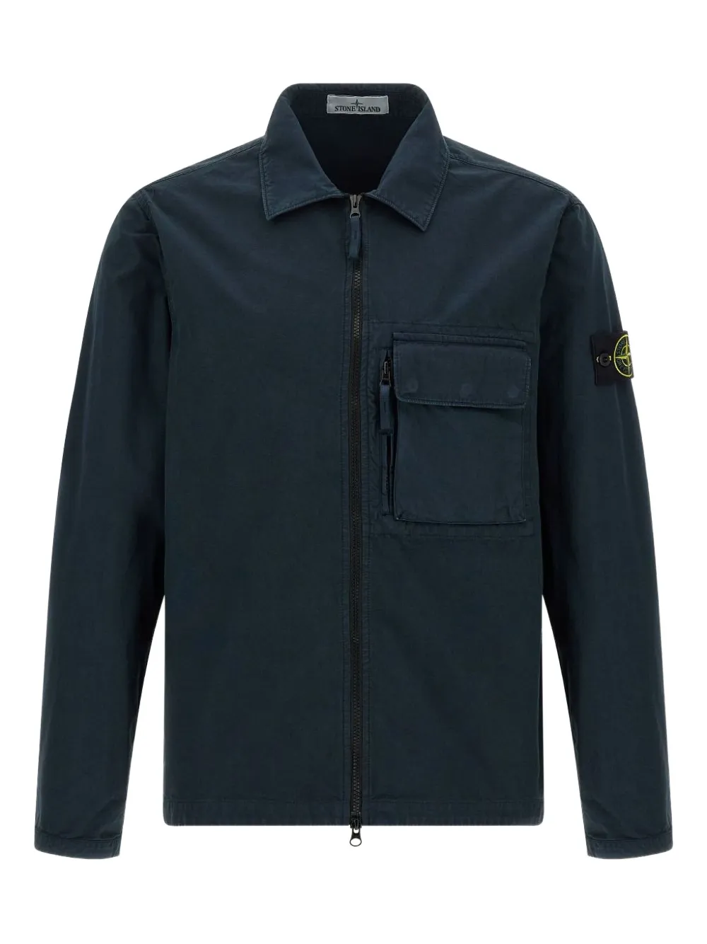 

Куртка-рубашка с накладным карманом на молнии Stone Island, синий