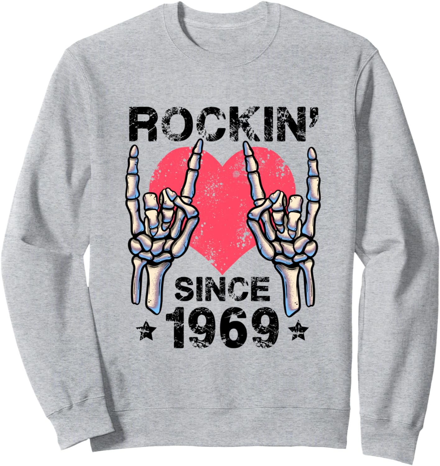 

Рок-н-ролл с 1969 года. Ретро-толстовка в стиле рок-н-ролл Visit Rock And Roll Birthday Shop Rockin Since, серый