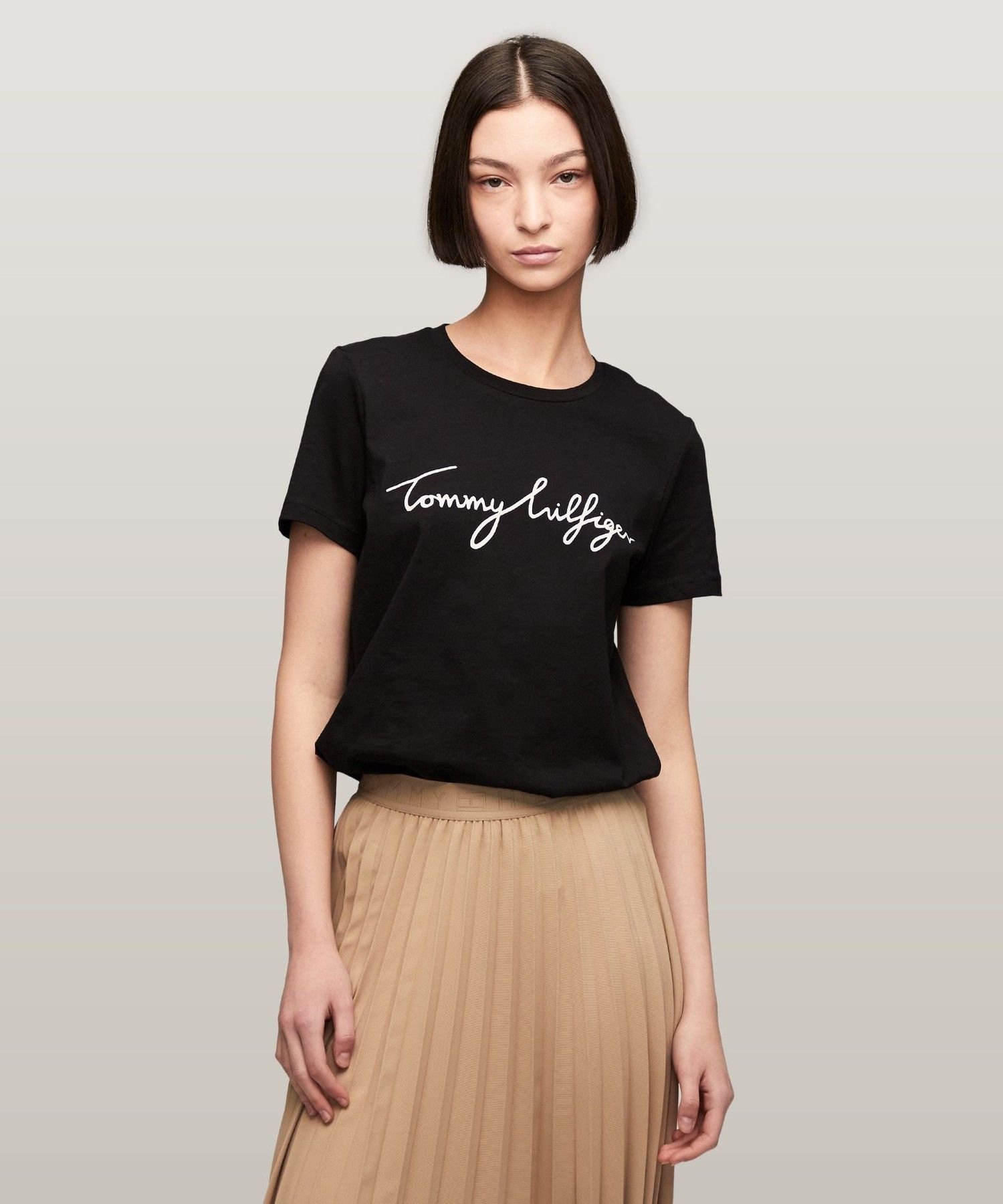 Футболка с круглым вырезом и логотипом TOMMY HILFIGER, Black 017