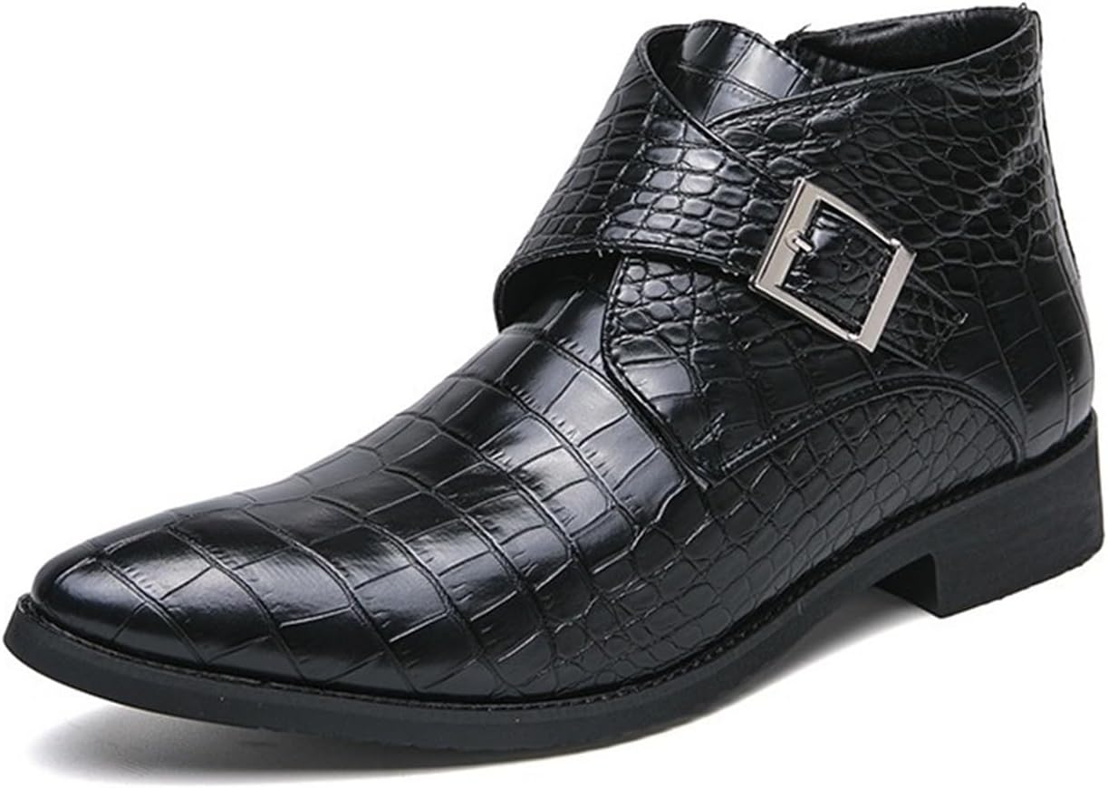 

Мужские кожаные челси с узором под крокодила, модные зауженные ботинки Чакка Dmgyck, черный