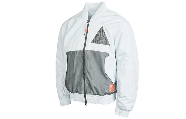 Куртка men's kyrie basketball sports mesh patchwork print pattern woven baseball padded white gold color jacket Nike, белый — фото 3