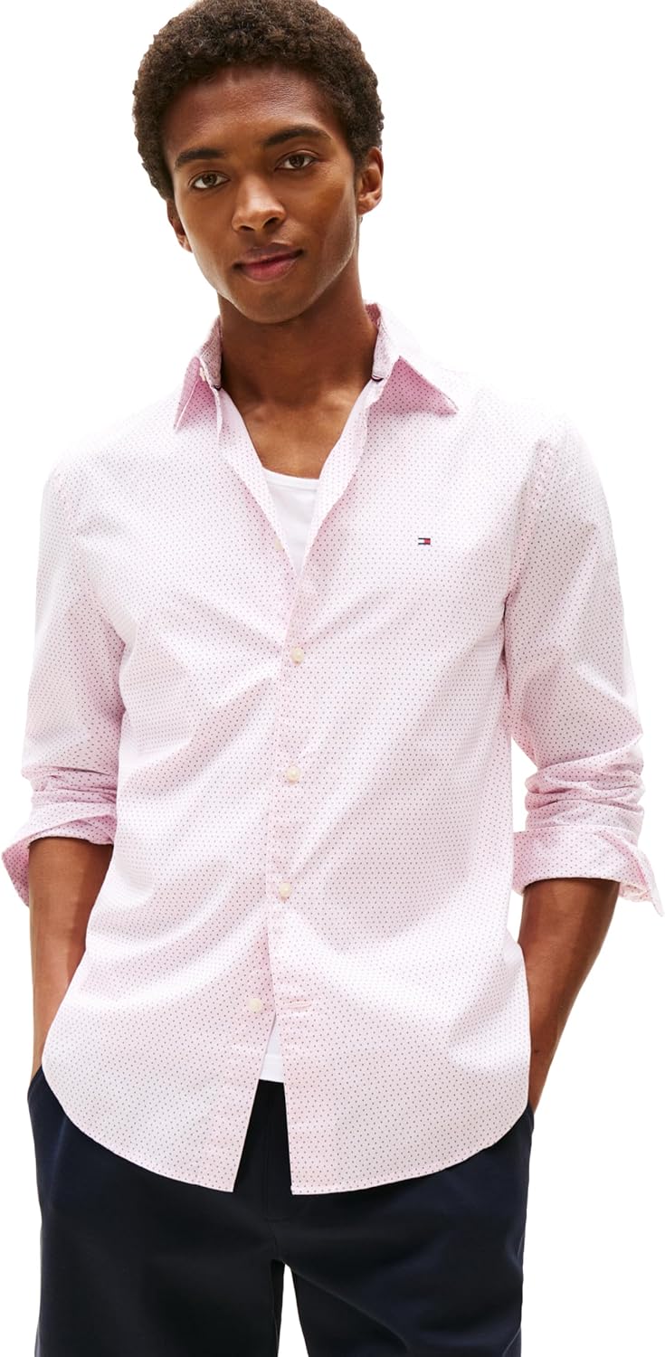 

Мужские рубашки Tommy Hilfiger Poplin с длинным рукавом, классического кроя, застегивающиеся на пуговицы, также доступны в размерах для больших и высоких размеров., Pink Lily