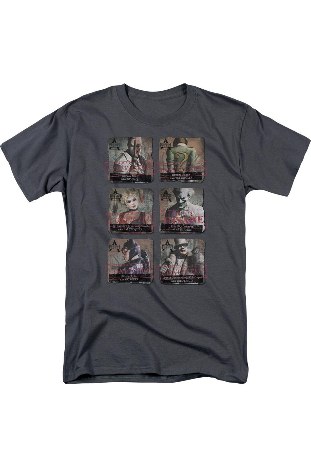 

Футболка с коротким рукавом для взрослых Batman Arkham City Arkham Lineup Gildan, цвет charcoal