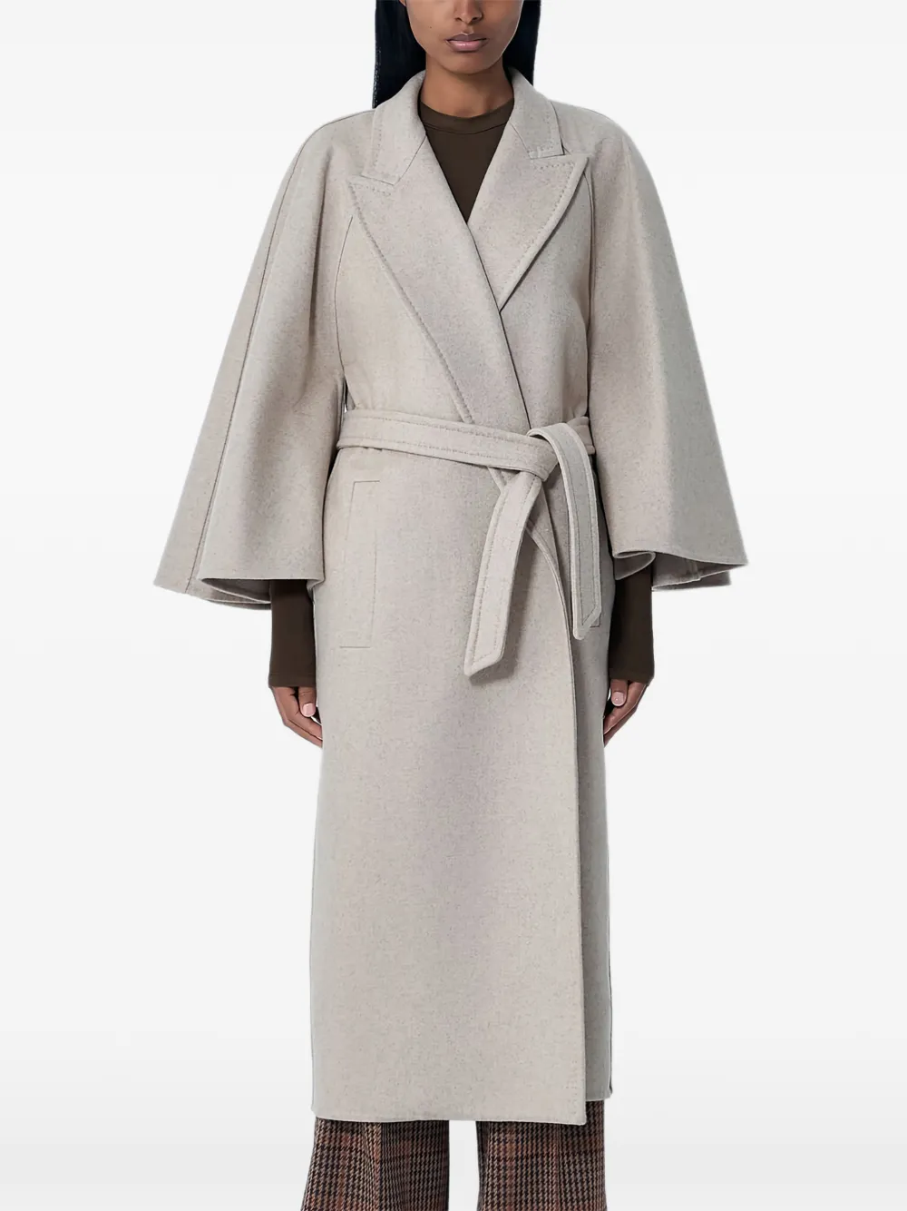 

Пальто с лацканами-пиками и поясом на завязке Max Mara, нейтральный