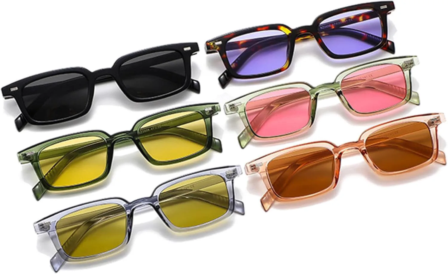 

Модные маленькие прямоугольные солнцезащитные очки для женщин, конфетные цвета, защита от УФ-излучения UV400, ретро-заклепки для мужчин HHZZYVY, Green Yellow