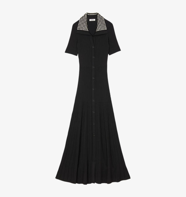 

Длинное платье из трикотажной эластичной ткани с отделкой заклепками Sandro, мультиколор