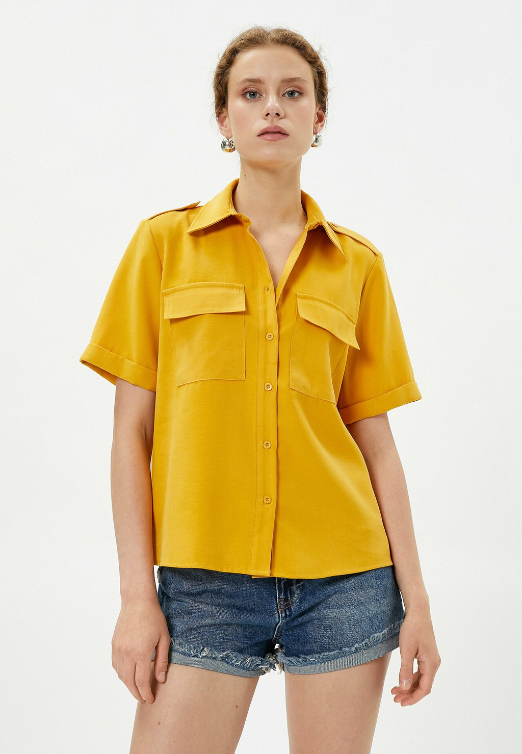 

Рубашка SHOULDER DETAIL MIX SHORT SLEEVE Koton, горчично-желтый