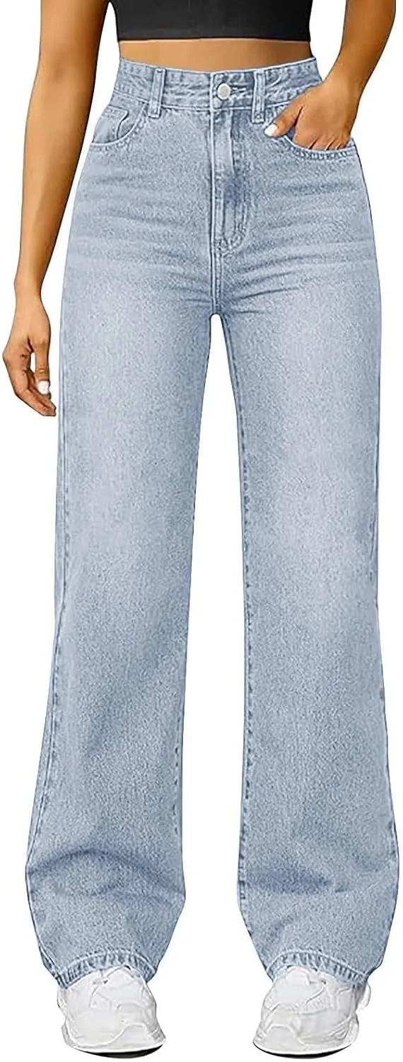 Широкие джинсы для женщин High Waist Casual Stretch