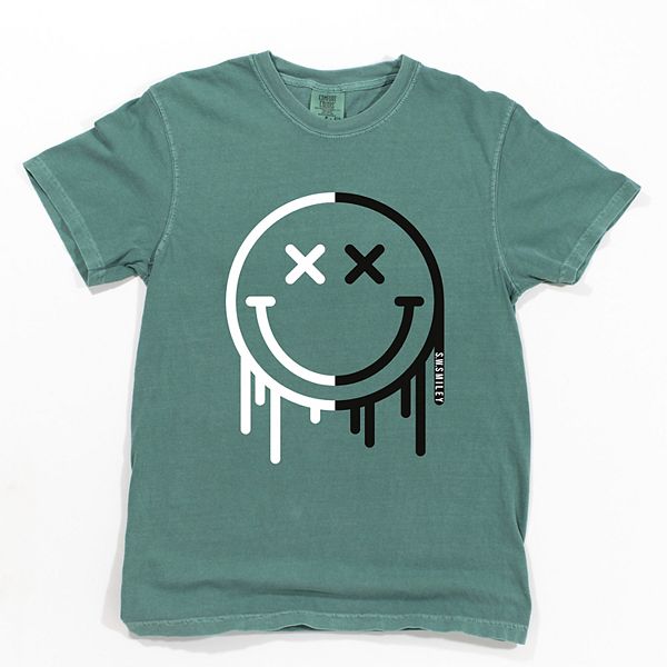 

SWSmiley черно-белый drip - женская футболка с принтом, окрашенная в готовом виде Simply Sage Market, Light Green