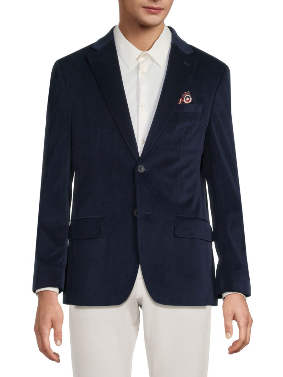 

Приталенный блейзер из твила и бархата Ben Sherman, темно-синий