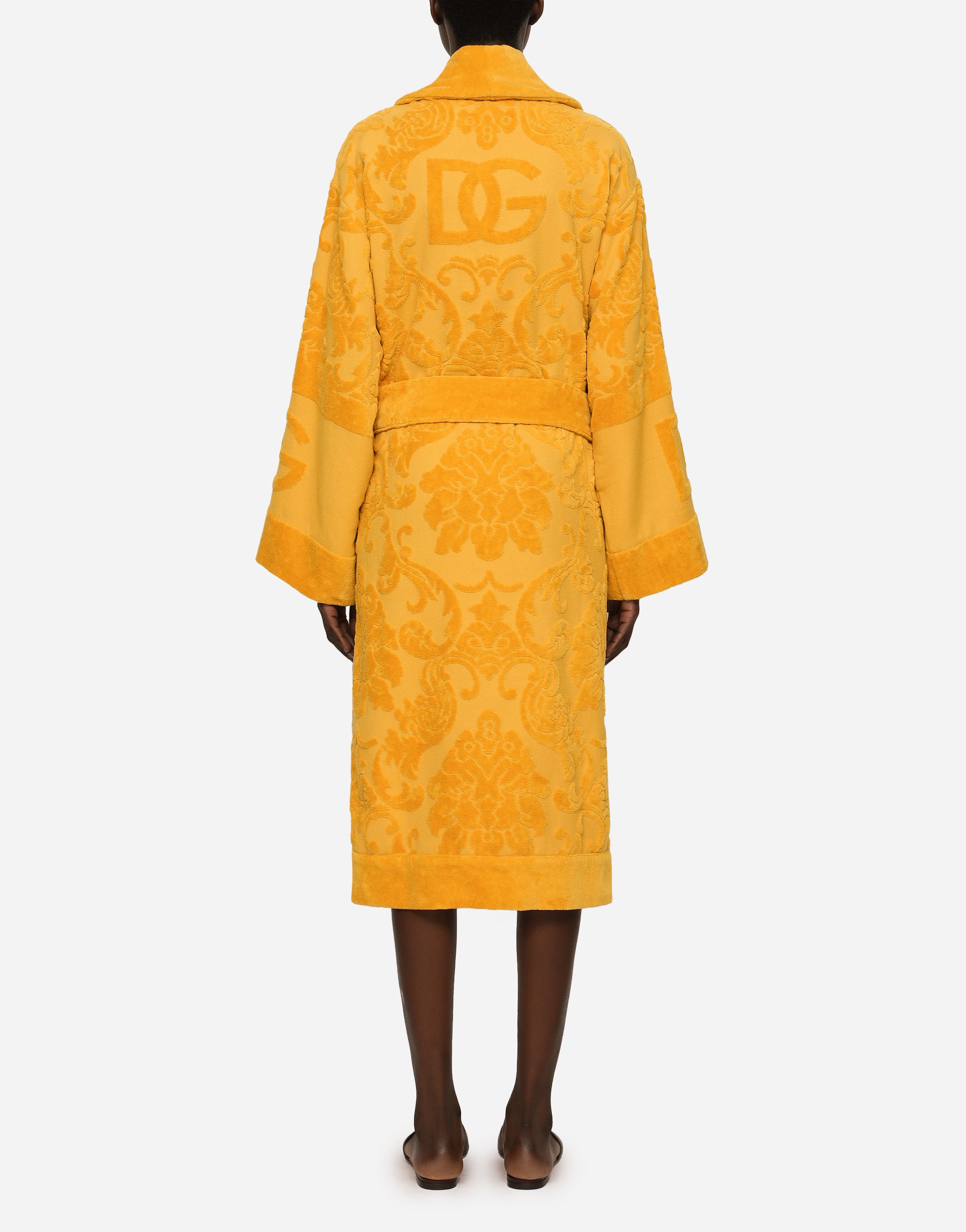 Банный халат из жаккардового махрового хлопка Dolce & Gabbana, мультиколор — фото 4