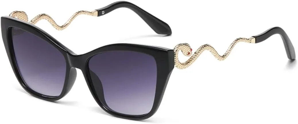 

Модные солнцезащитные очки в крупной оправе «кошачий глаз» для женщин, градиентная защита от УФ-излучения, металлический корпус TOIPASTN, Black Gradient Gaey