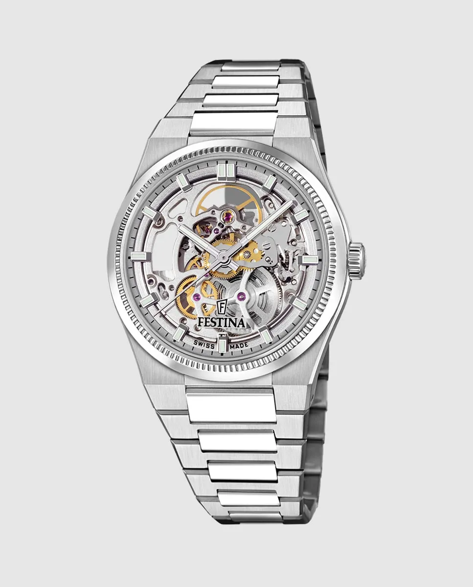 

F20069/1 Автоматические мужские часы из серебристой стали Festina, серебряный