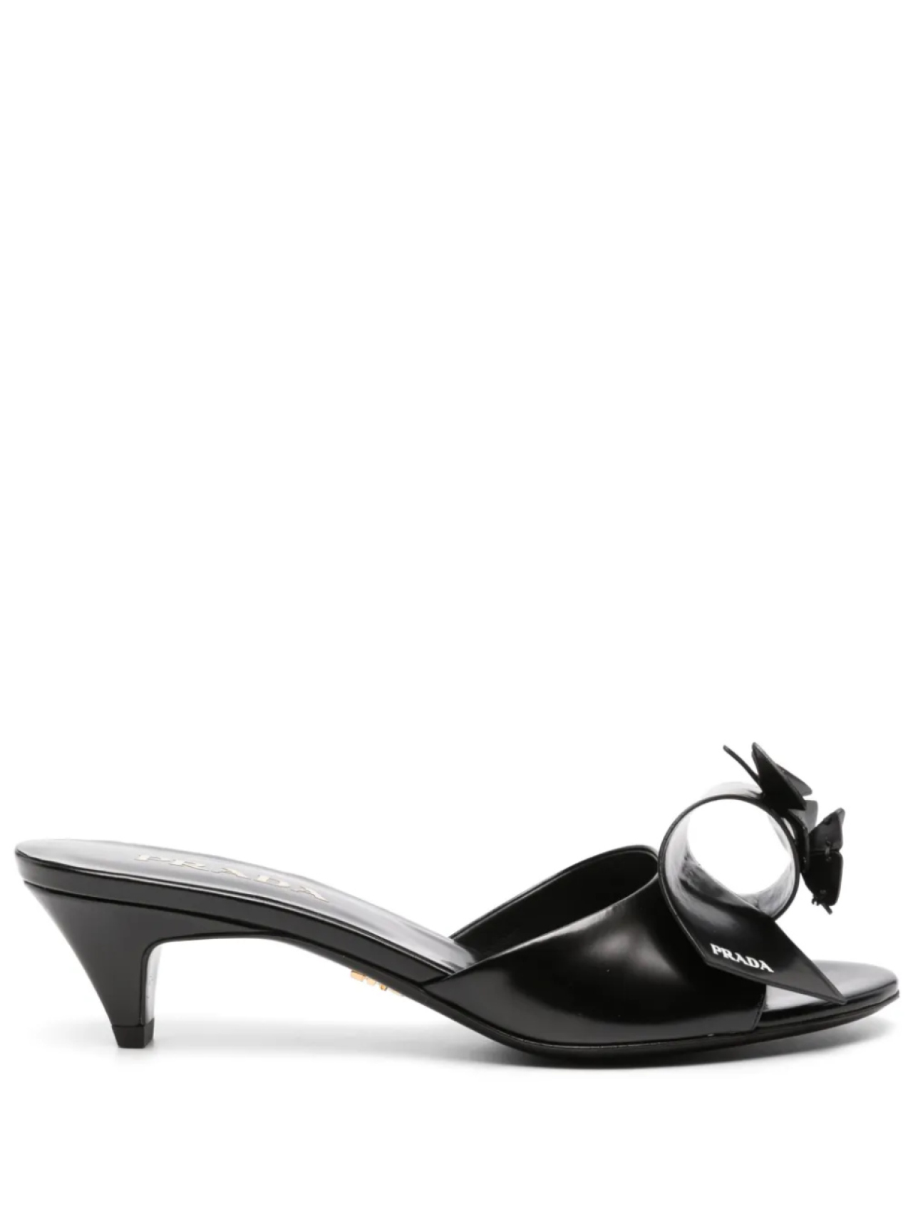 Prada мюли с цветочной аппликацией, черный
