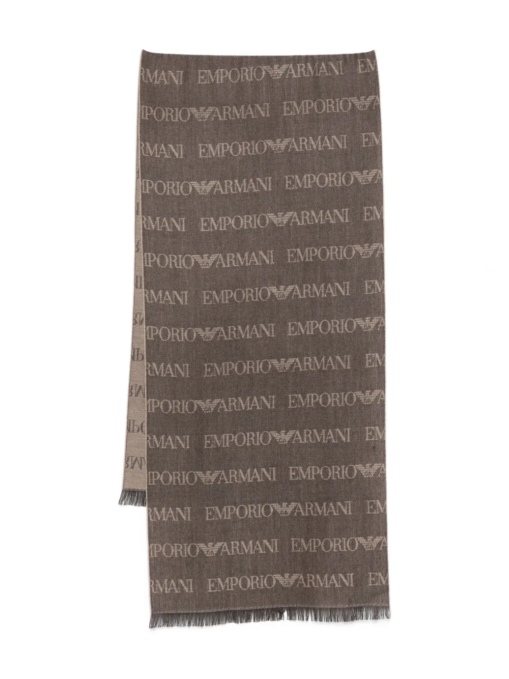 

Шарф из смесовой шерсти с логотипом EMPORIO ARMANI, коричневый