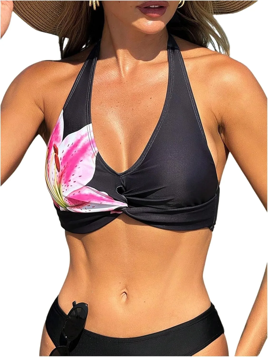 

SOLY HUX Женский топ-бикини на запах с цветочным принтом Push Up