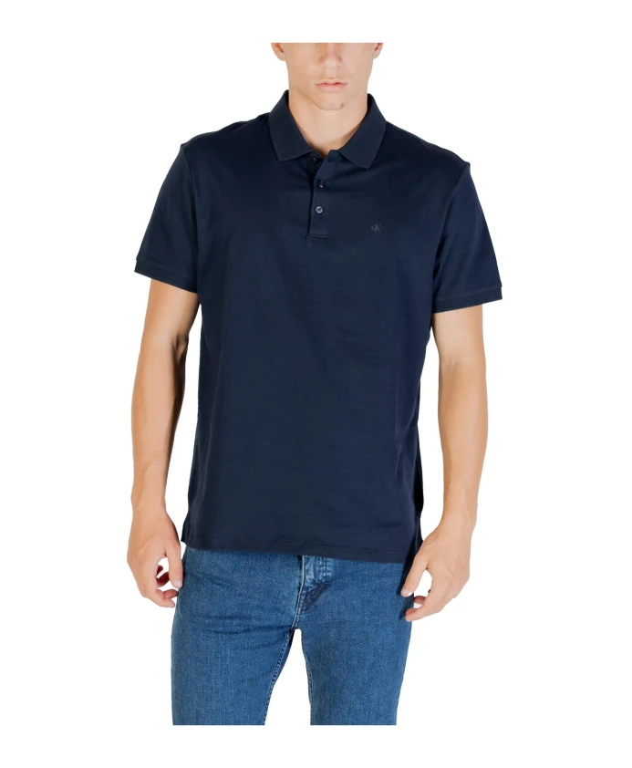 

Синяя рубашка-поло с планкой на пуговицах Calvin Klein Jeans, синий