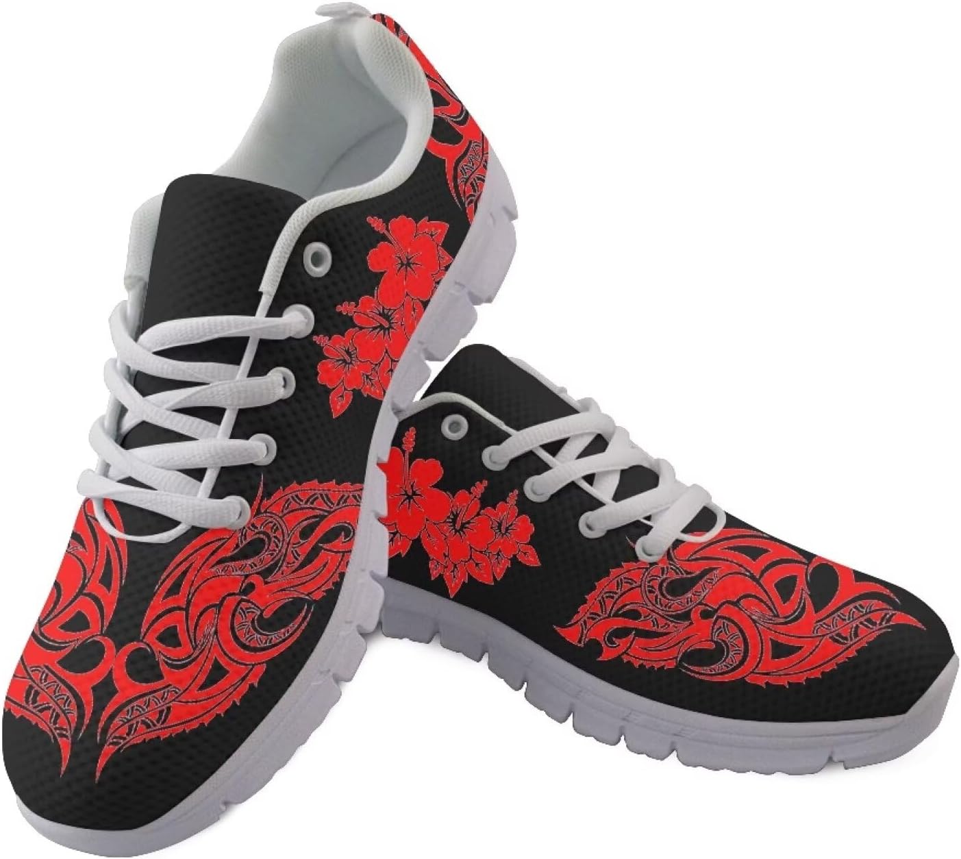 

Кроссовки для ходьбы и бега AmzPrint с гавайским полинезийским племенным принтом, для мужчин, красный