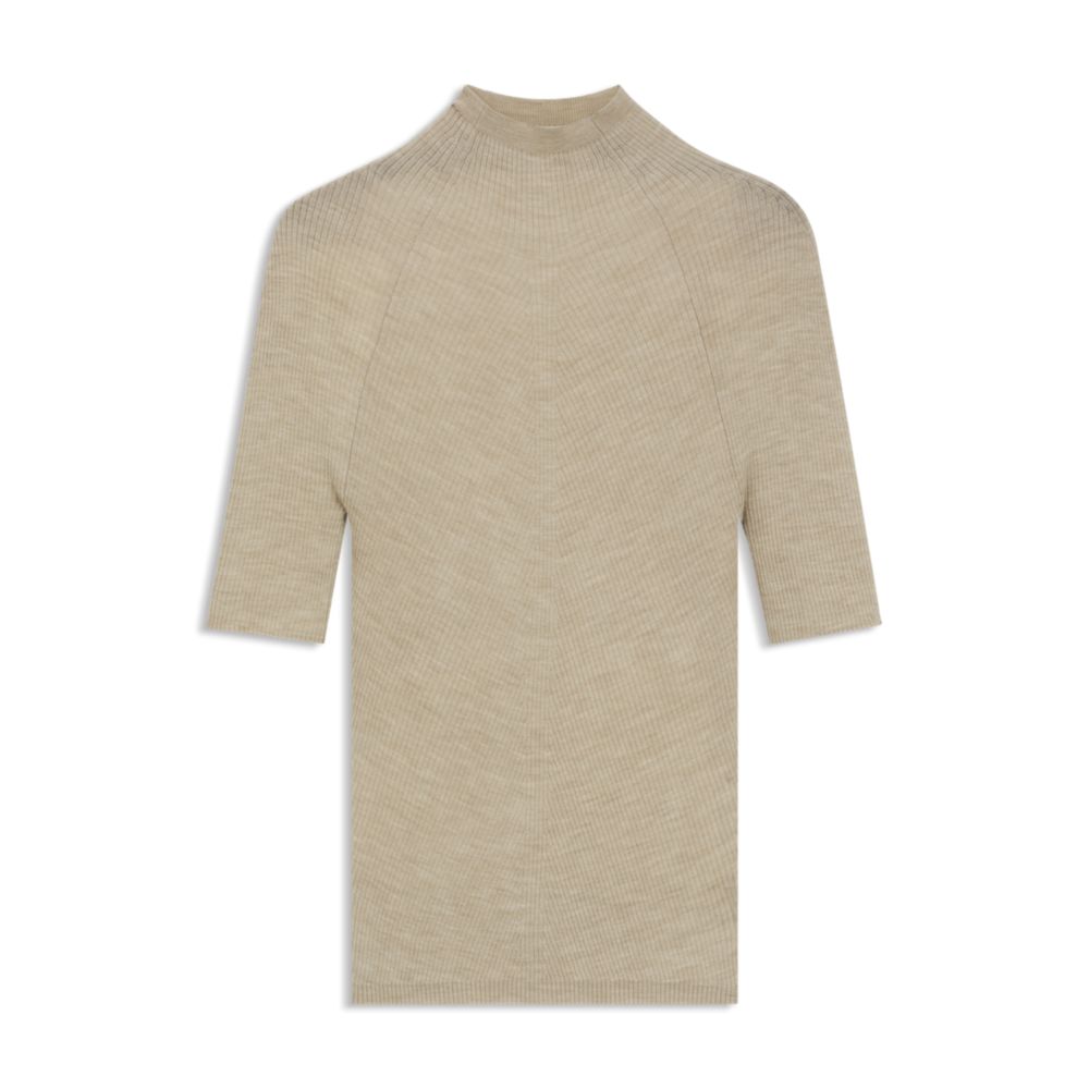 

Свитер с круглым вырезом из мериносовой шерсти BOSS, светло-бежевый