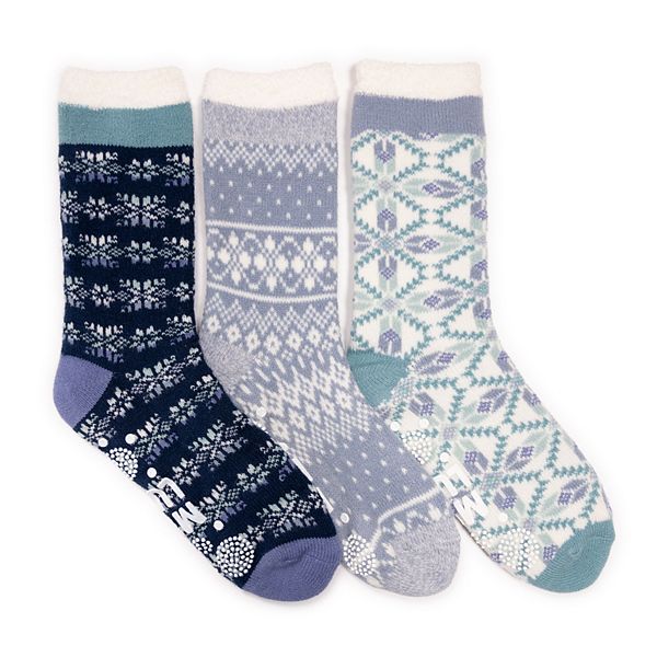 

Женские высокие утепленные домашние носки, 3 пары Muk Luks, Blue Pack