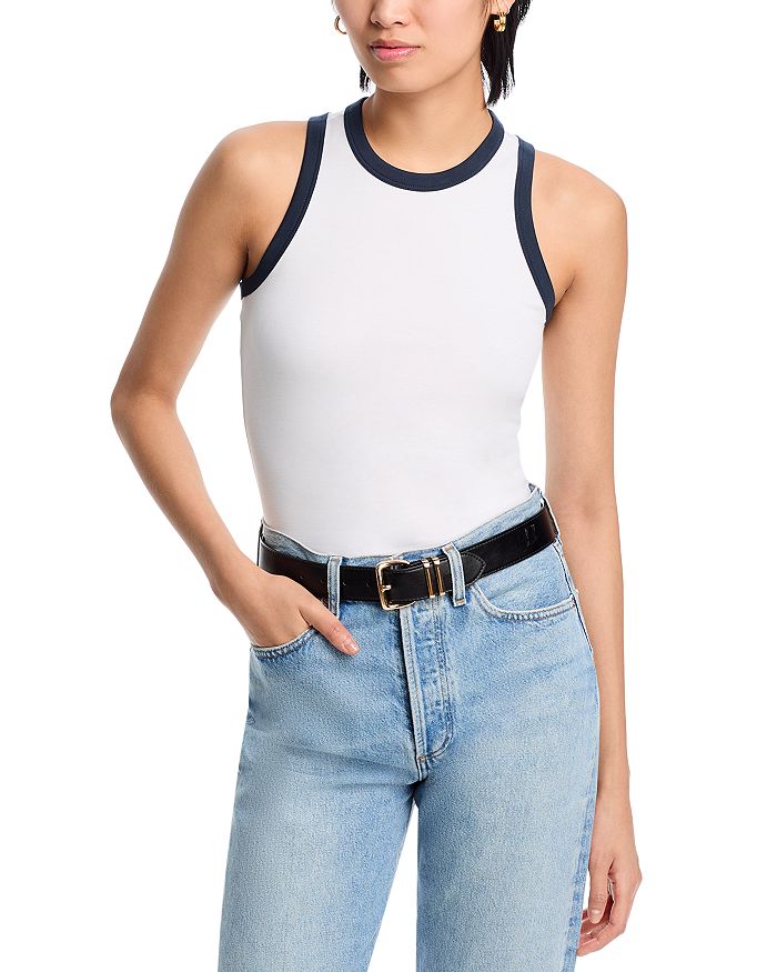 

Майка Mia Ringer с рельефным вырезом и открытой спиной. rag & bone, белый