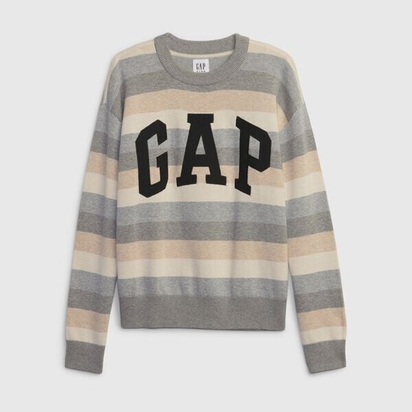 

Полосатый свитер с вышитым логотипом Gap, бежевый