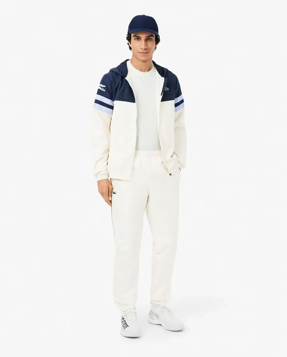 Мужская теннисная куртка с водоотталкивающим капюшоном Lacoste, белый — фото 4