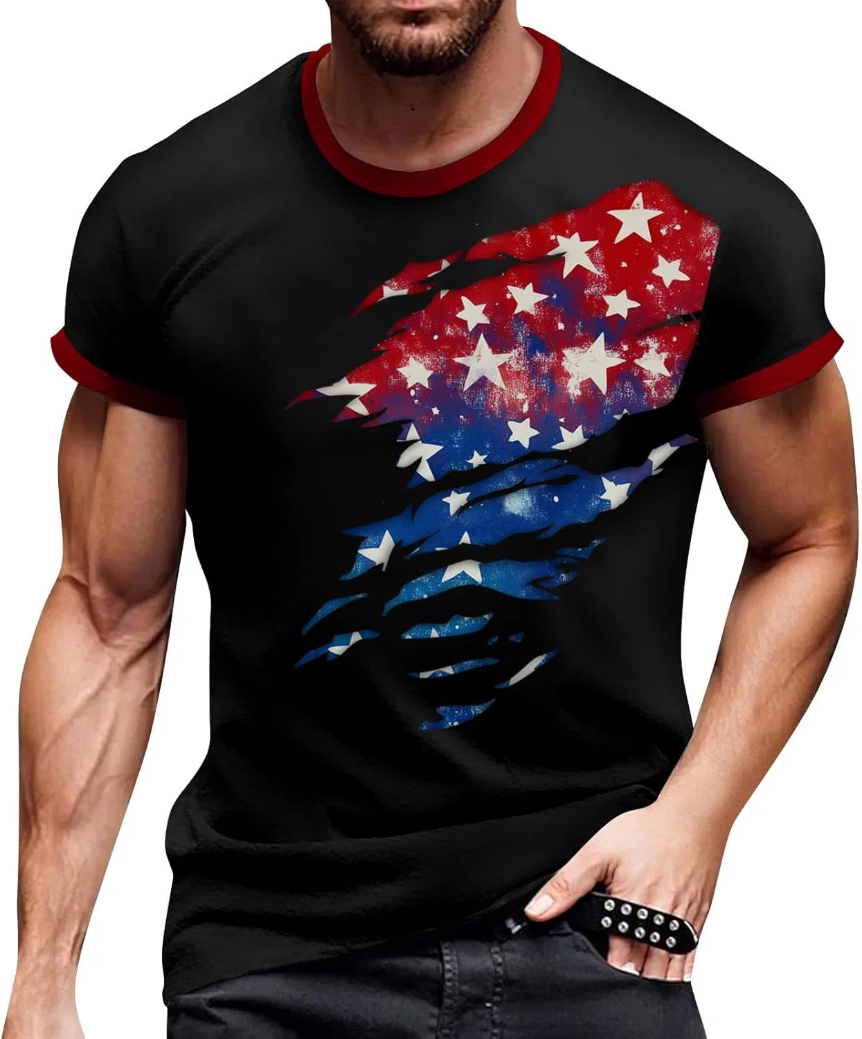 Футболка с американским флагом, Generic, 4-black